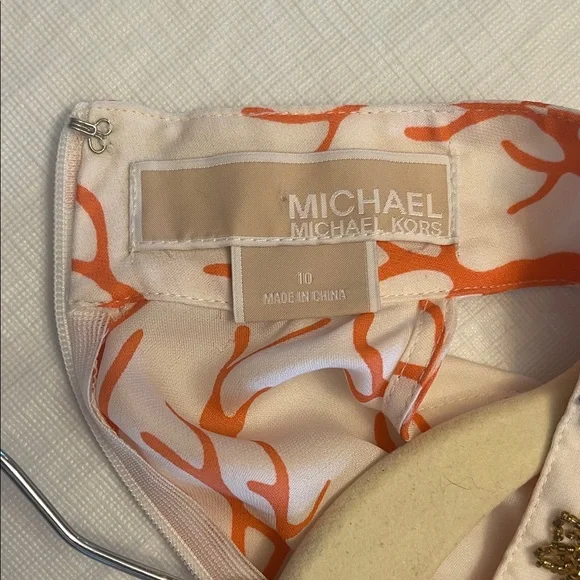 MICHAEL Michael Kors Silk Coral Print Halter Top with Embellished Waist, Size 10 - Picture 3 of 16